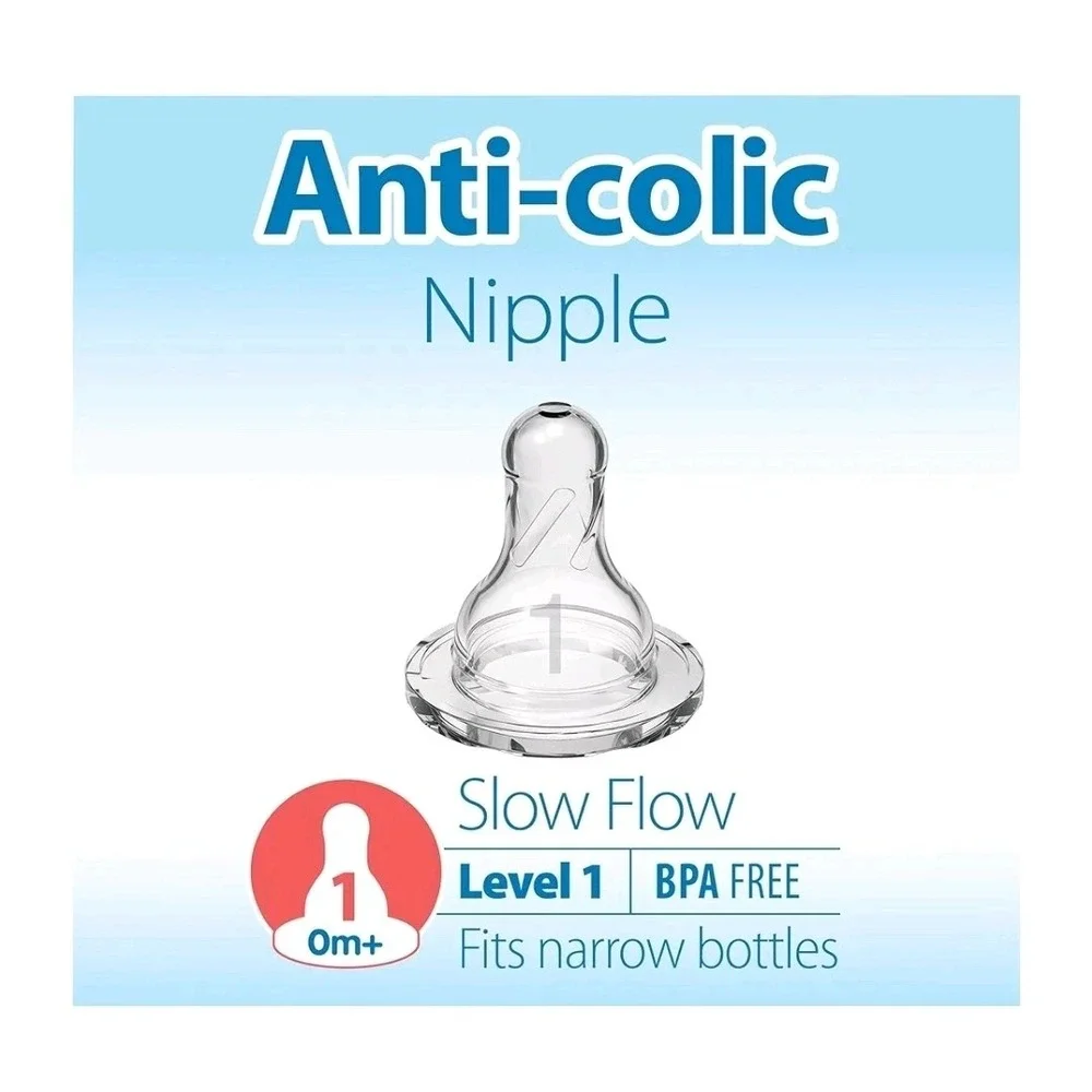 Dr. Brown'S Natural Flow Level 1 Narrow Baby Bottle‎ Silicone Nipple, Slow Flow